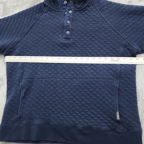 Eddie Bauer Sweater Mens L Blue Midweight Quarter Snap Mock Quilted Pullover - Picture 7 of 9